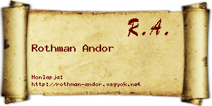 Rothman Andor névjegykártya